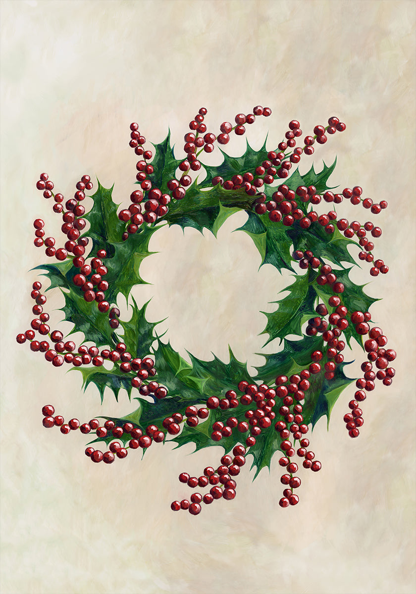 Holly wreath -juliste