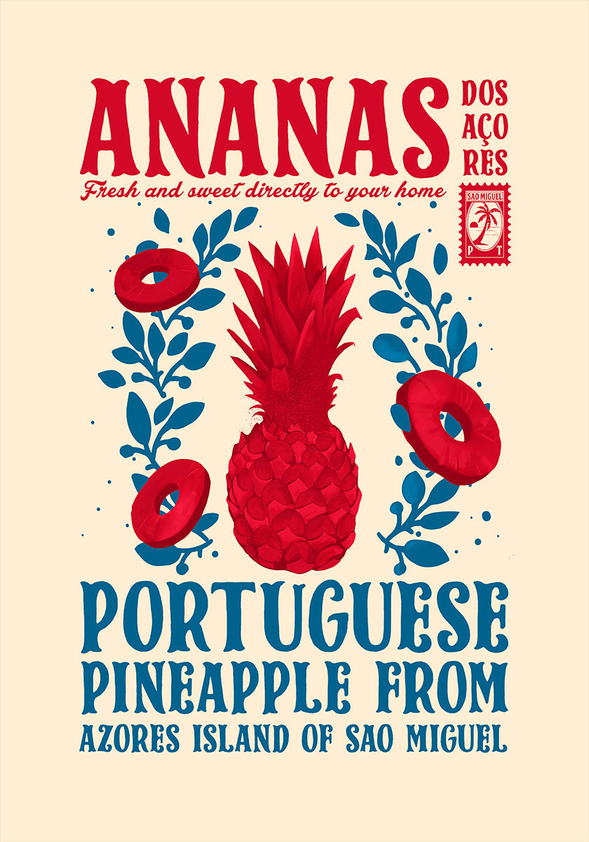 Ananas keittiön print Juliste