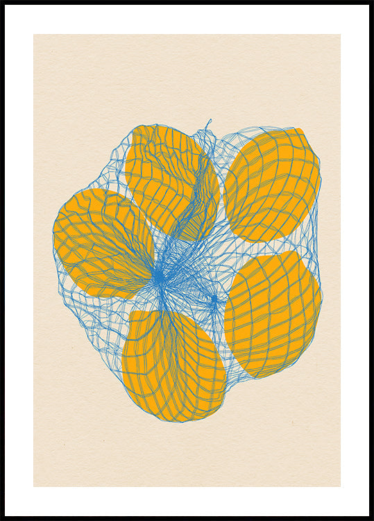 Viisi sitruunaa verkkopussissa juliste