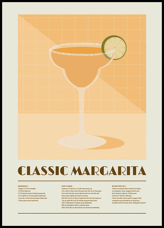 Klassinen Margarita Cocktail, Reseptitaidejuliste