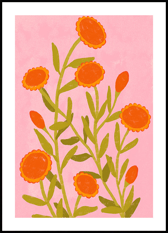 Vibrant Orange Flowers -juliste