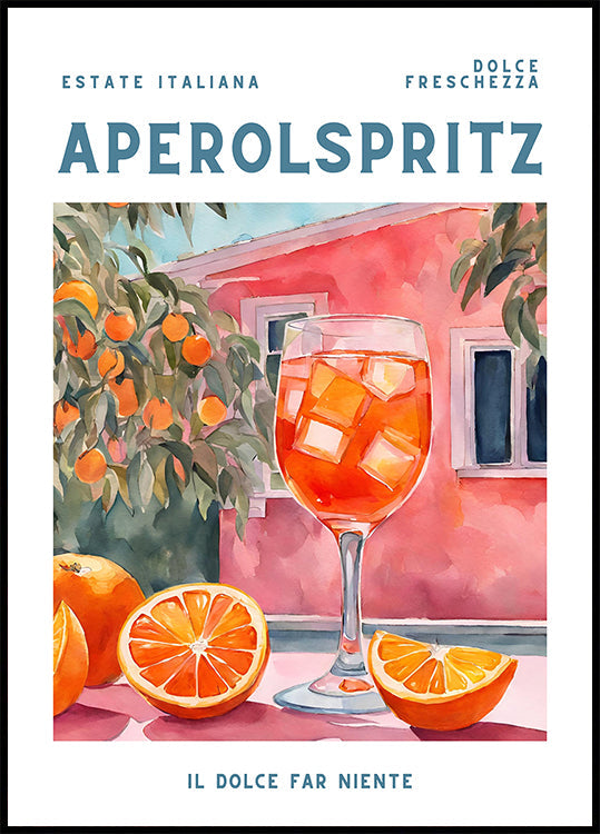 Aperol Spritz, Aquarell, tuore juliste