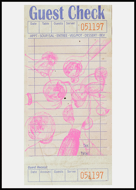 Cheers Guest Check Pink Juliste