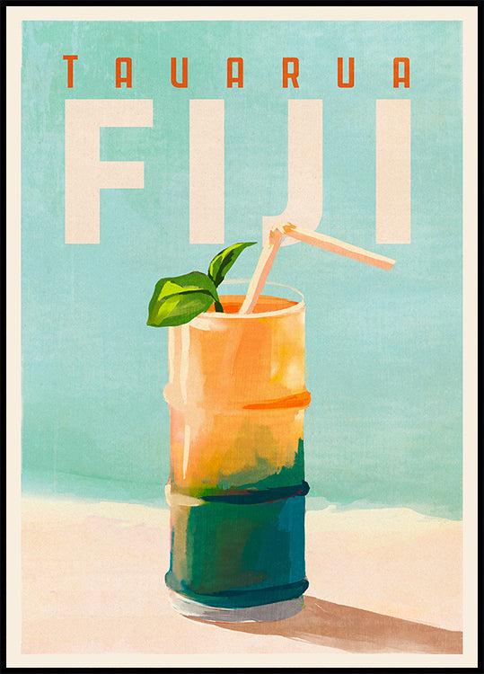 Tavarua Fiji Cocktail Travel Art -juliste