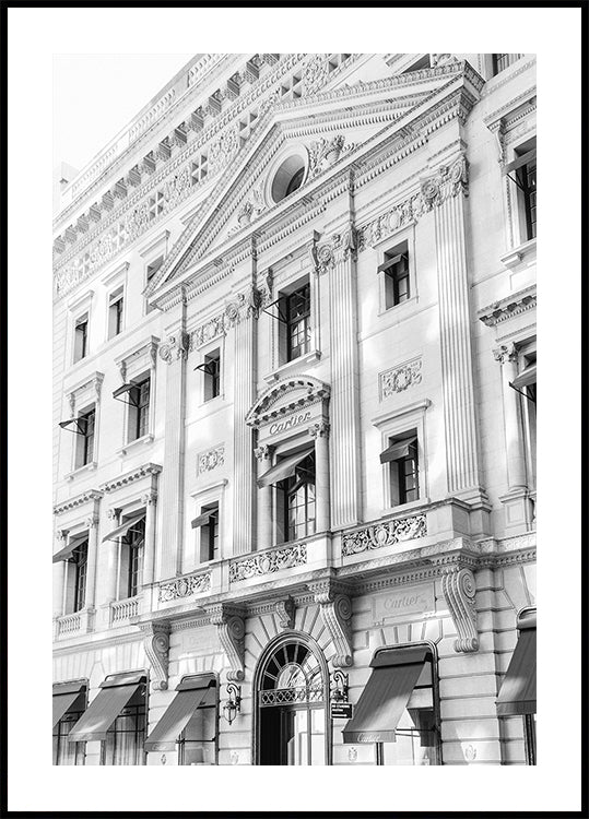Cartier New York Boutiquen mustavalkoinen juliste