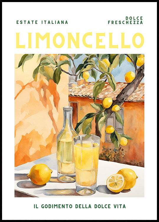 Limoncello, akvarelli, tuore juliste