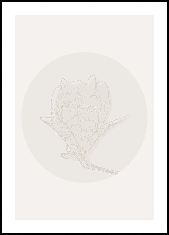 Magnolia Elegance, Botanical Line Art -juliste
