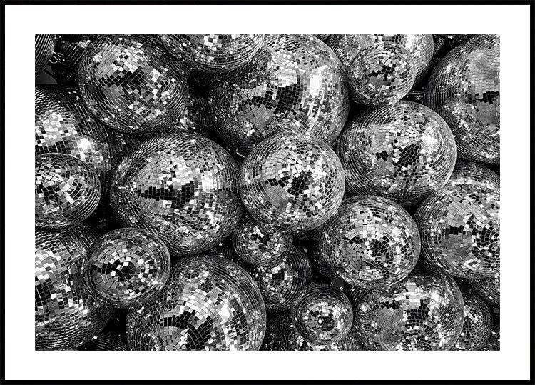 Disco Balls in Black and White Plakat - Posterbox.dk