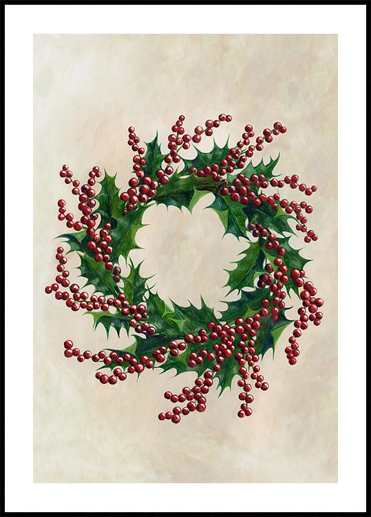 Holly wreath -juliste