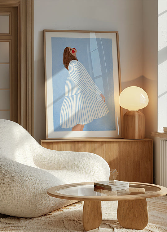 Nainen, jolla on siniset raidat -juliste