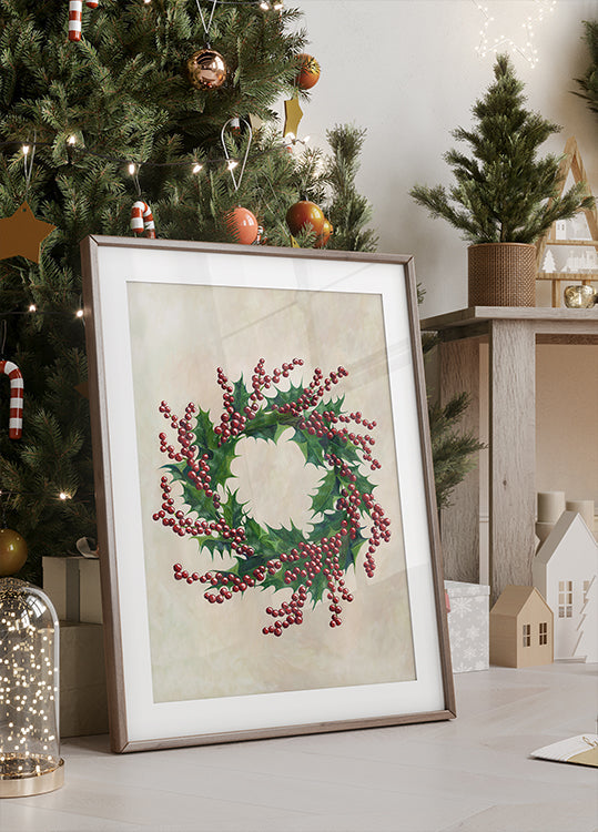 Holly wreath -juliste