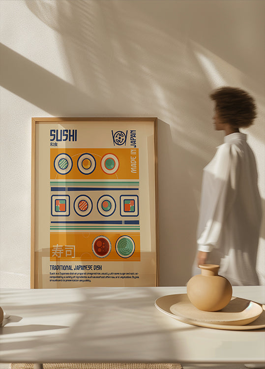 Sushi japanilainen ruokatulostusjuliste