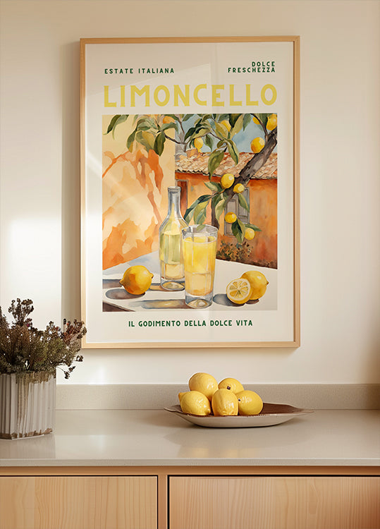 Limoncello, akvarelli, tuore juliste