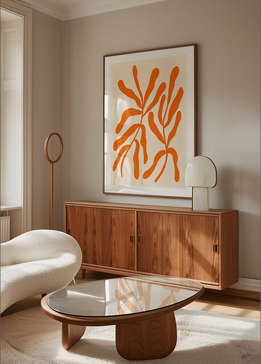 Oranssi tyylitellyt oksat -juliste