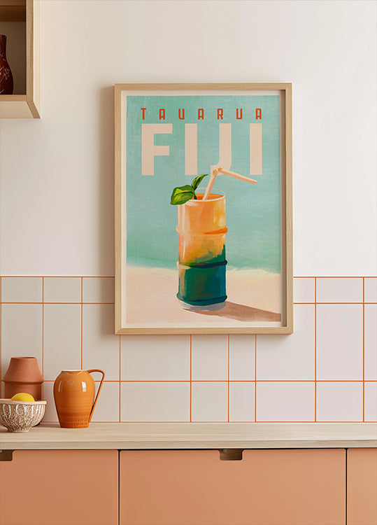 Tavarua Fiji Cocktail Travel Art -juliste