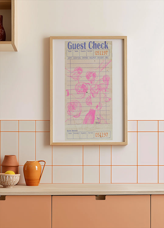 Cheers Guest Check Pink Juliste
