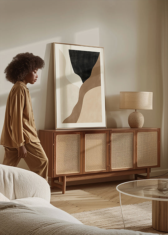 Abstrakti beige ja ruskea taidejuliste