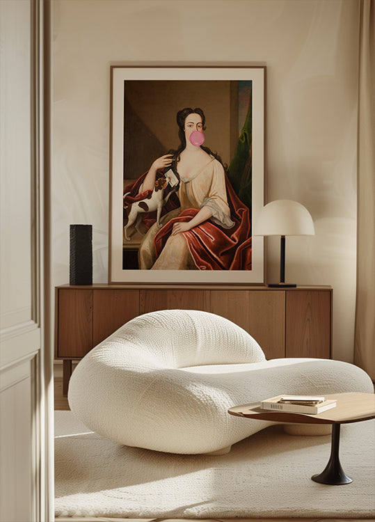 Renaissance-purukumi muotokuva ja koira / Altered Art -juliste