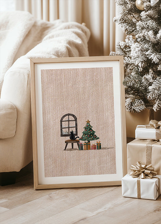 Kissa viihtyisässä huoneessa Juliste