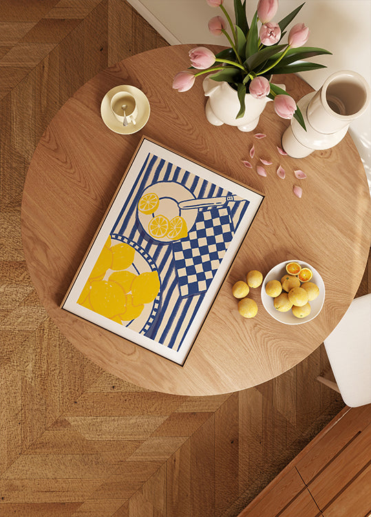 Sitruunamakeutta, leikkisä välimerellinen keittiö Blue Stripes -julisteella