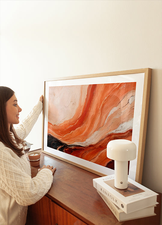 Oranssi ja beige marmoroitu efektijuliste