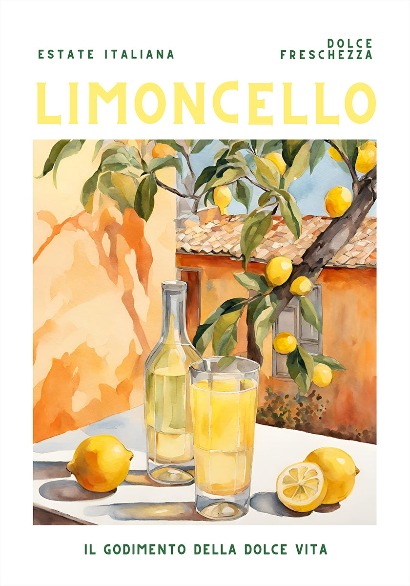 Limoncello, akvarelli, tuore juliste