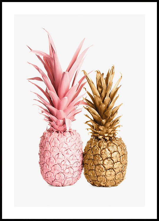 Gold and Pink Pineapple Duo Plakat - Posterbox.dk