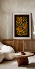 Leopards or jaguars with tropical leaves and plants on dark black background (NEW) - Posterbox