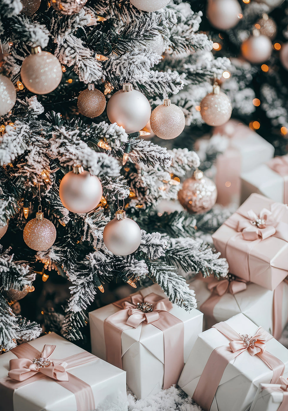 a christmas tree with many presents under it