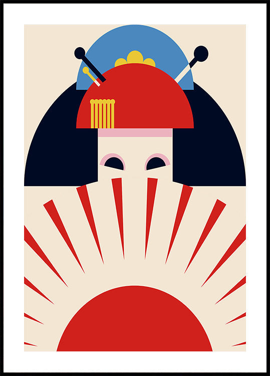 Geisha Girl Retro Minimalist Design (NEW) - Posterbox