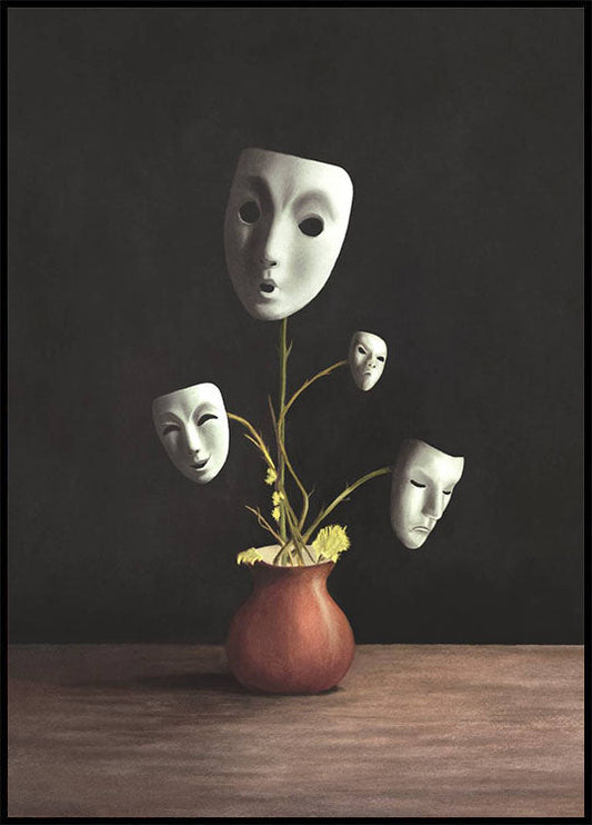 Plant with Theatrical Masks Plakat - Posterbox.no