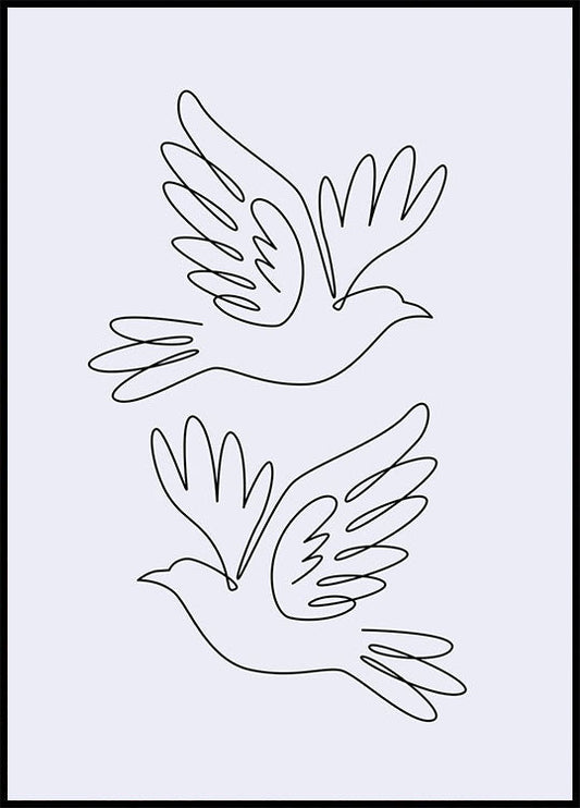 Doves Line Drawing Plakat - Posterbox.no