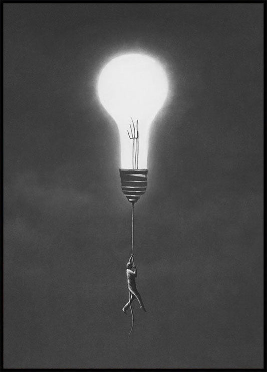 Flying With Light Bulb Plakat - Posterbox.no