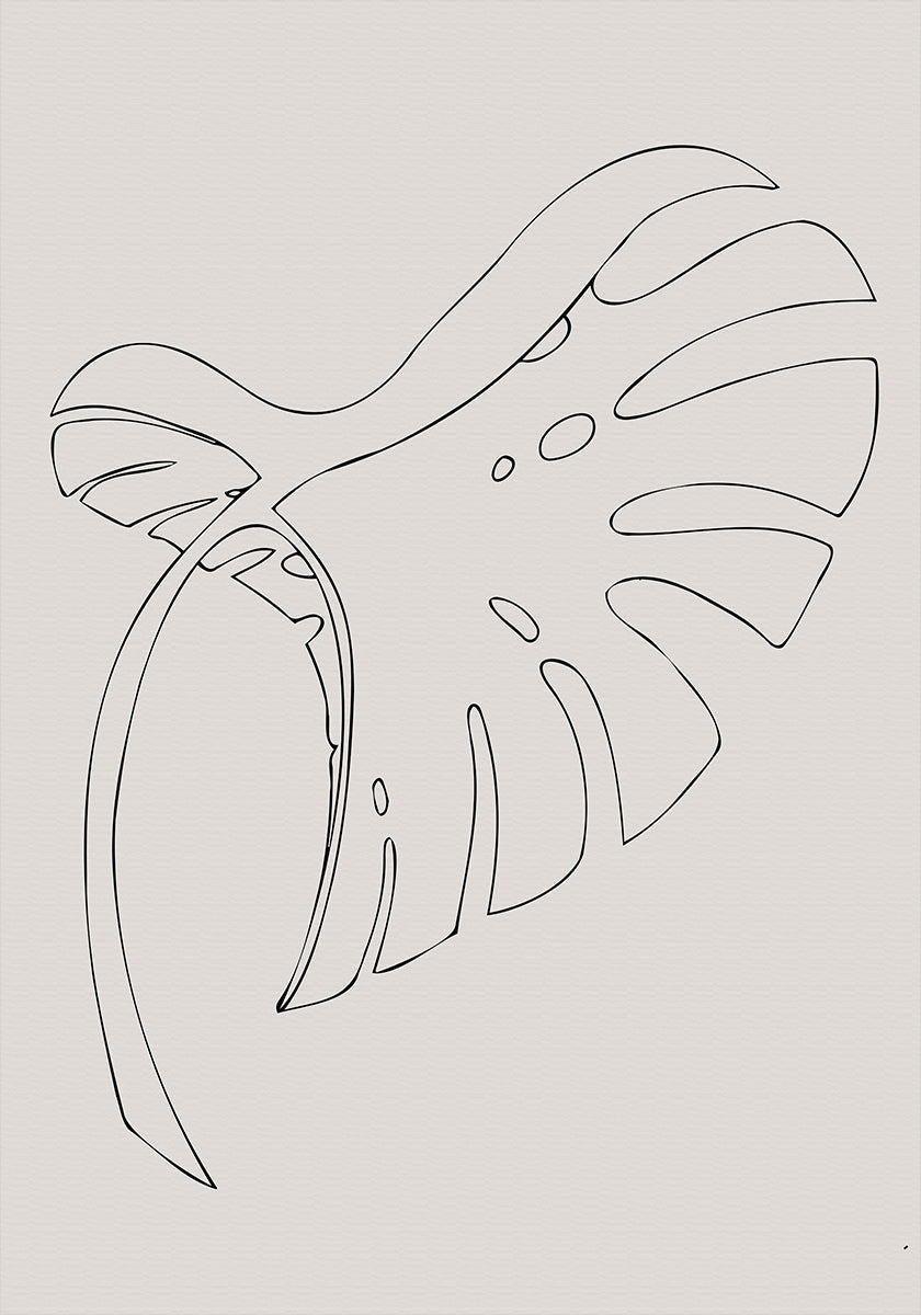 Monstera Bent Beige -juliste