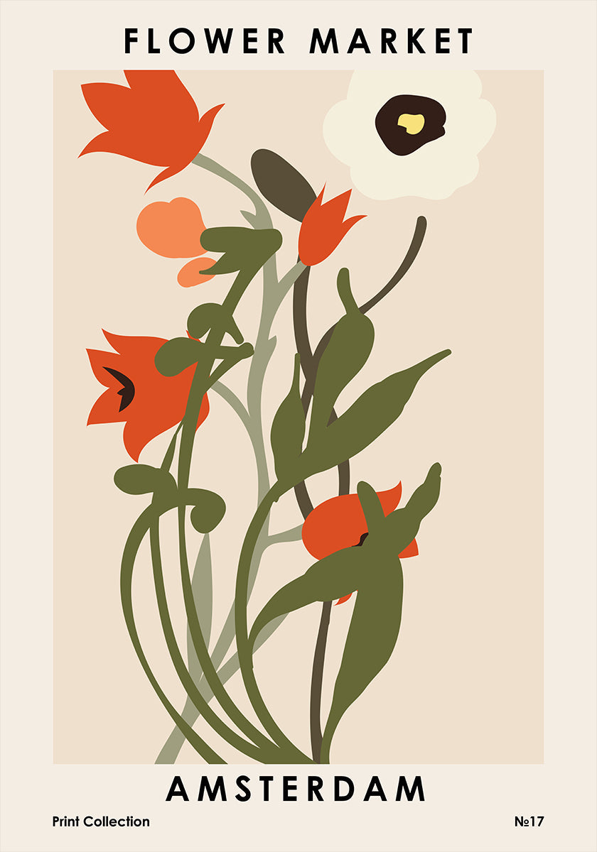 Kukkamarkkinat Amsterdamin juliste