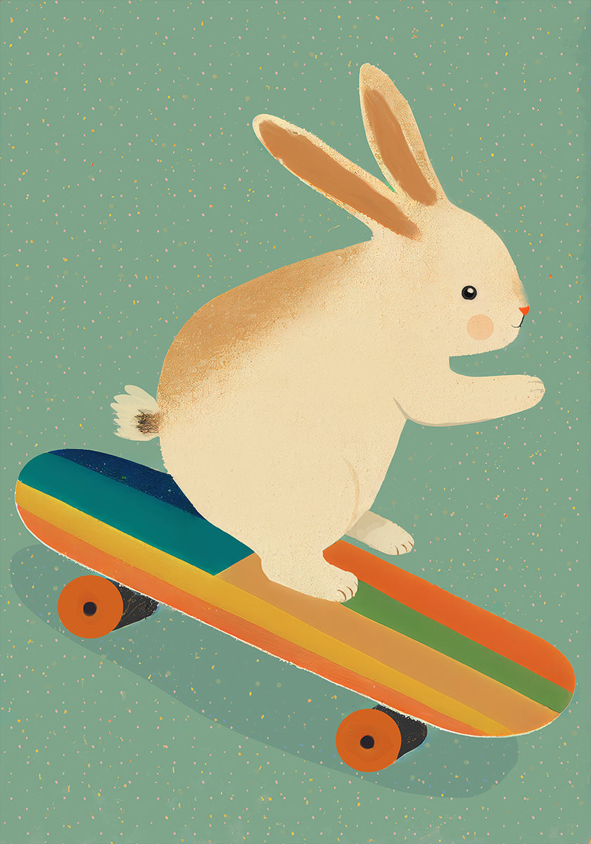 Skateboarding Bunny -juliste