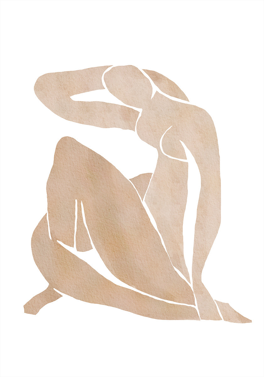 Naisten muotoinen abstrakti taidejuliste