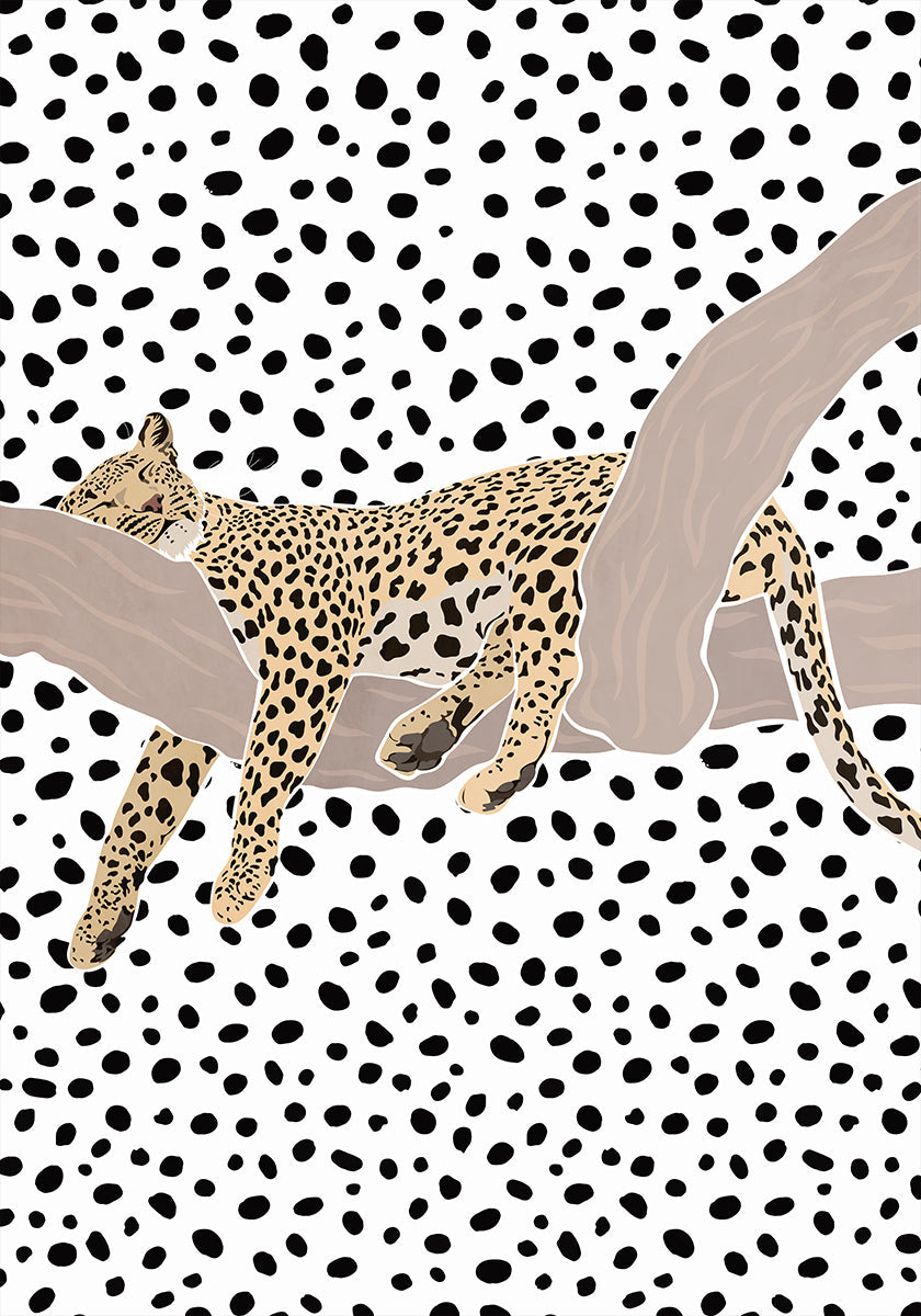 Leopard Sleeping Polka Dots -juliste