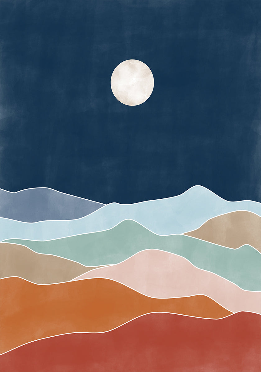 Moonlit Hill Scape -juliste
