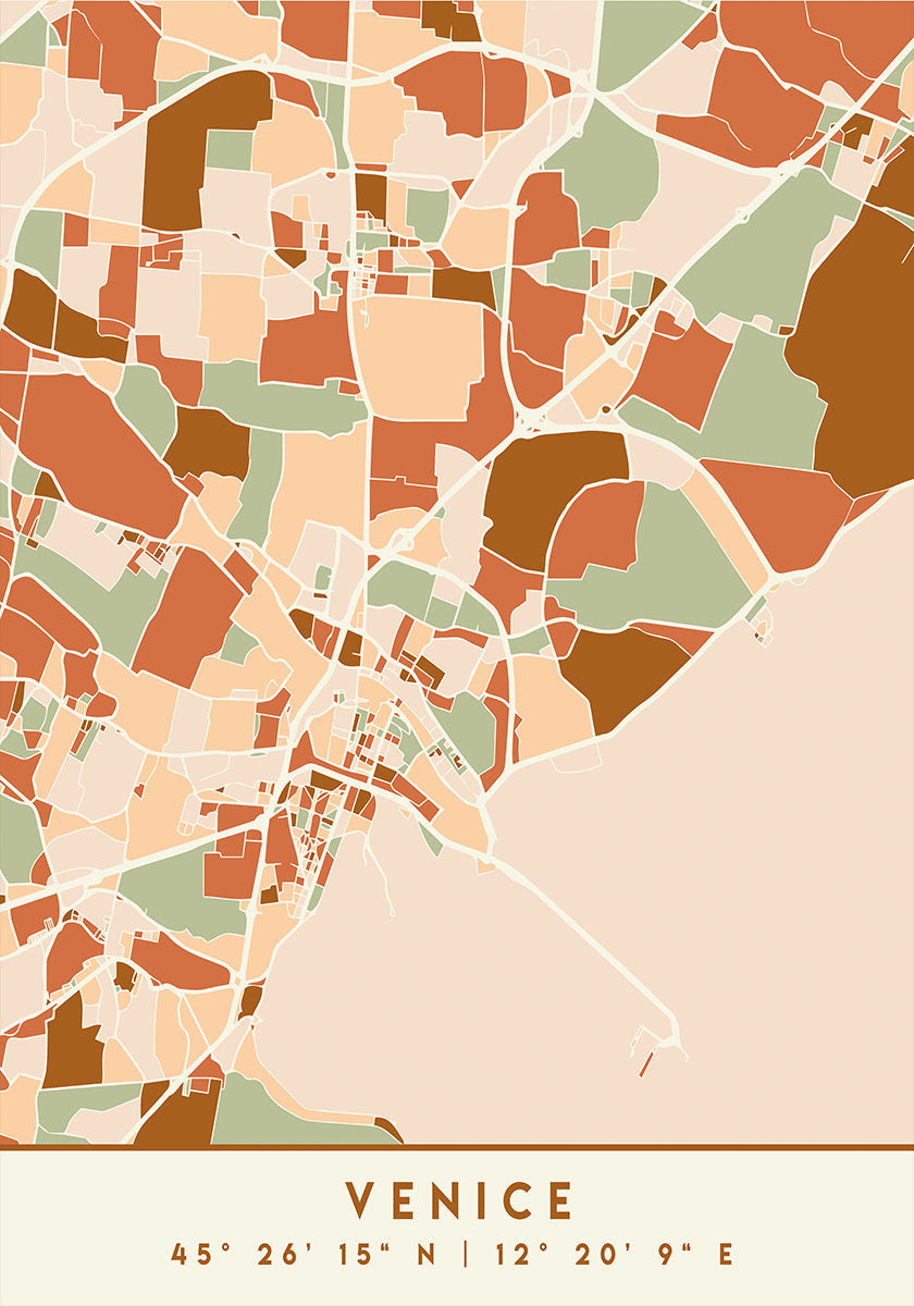 Black Maps Earth Tones 91 -juliste