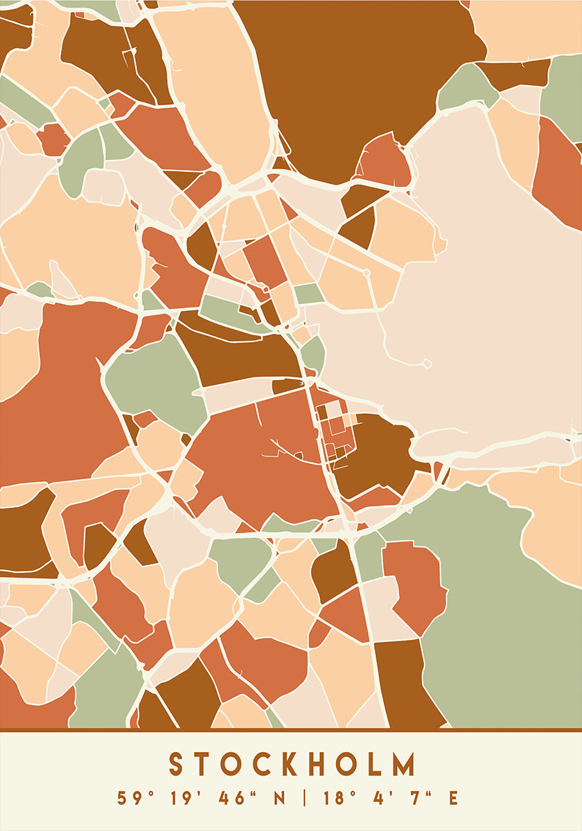 Black Maps Earth Tones 83 -juliste