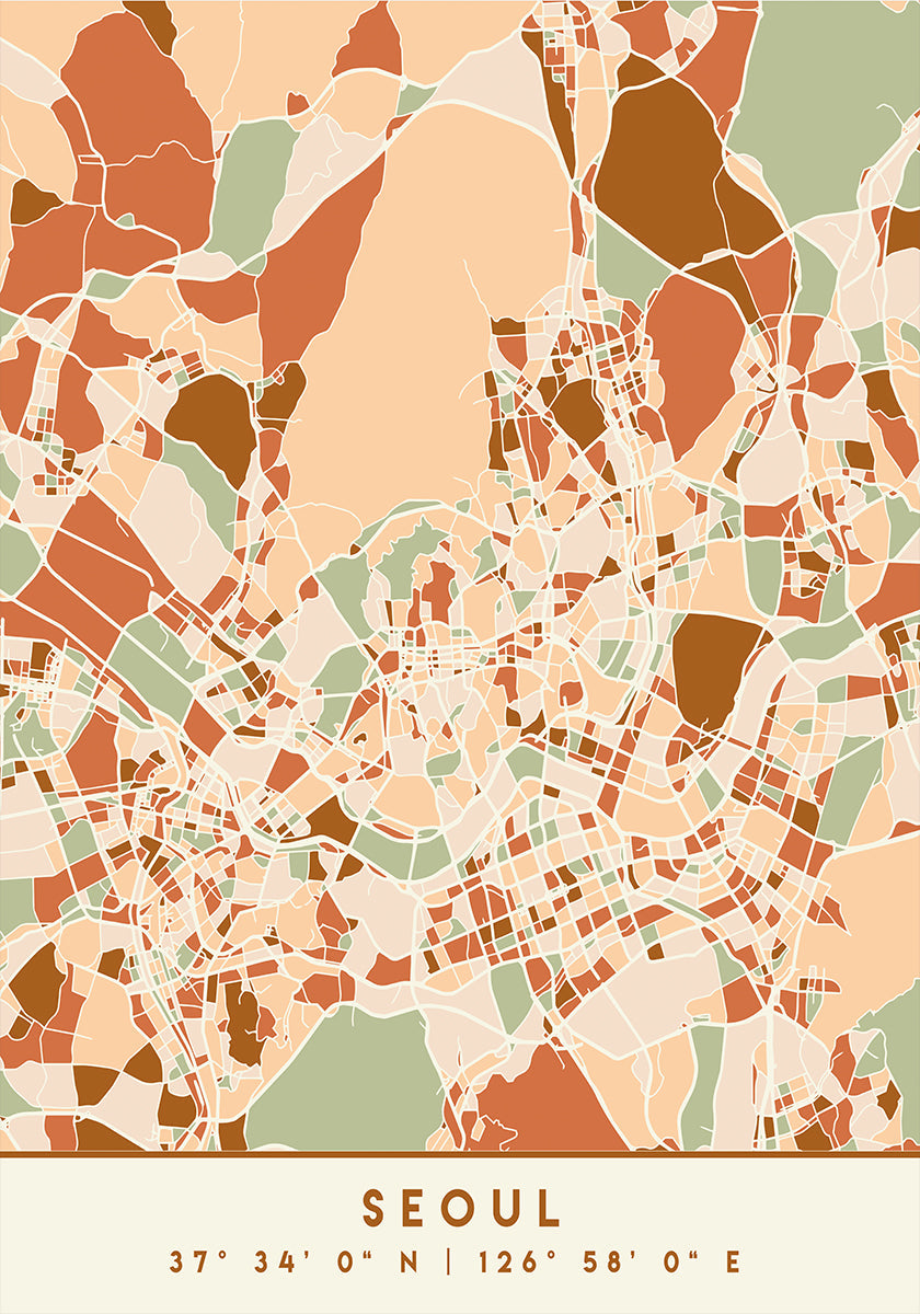 Black Maps Earth Tones 79 -juliste