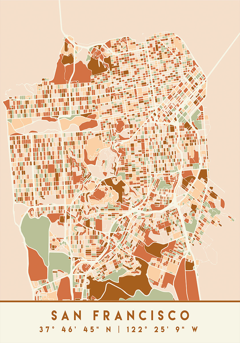 Black Maps Earth Tones 75 -juliste