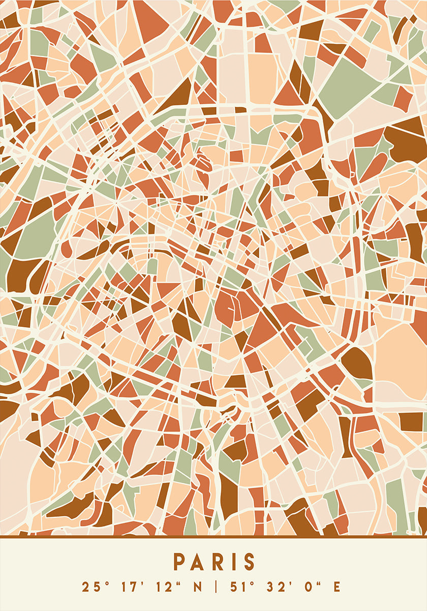 Black Maps Earth Tones 64 -juliste