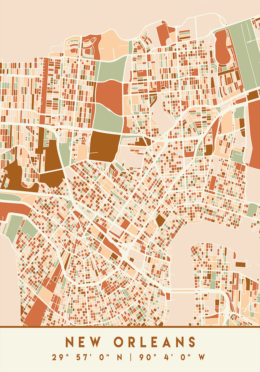 Black Maps Earth Tones 60 -juliste