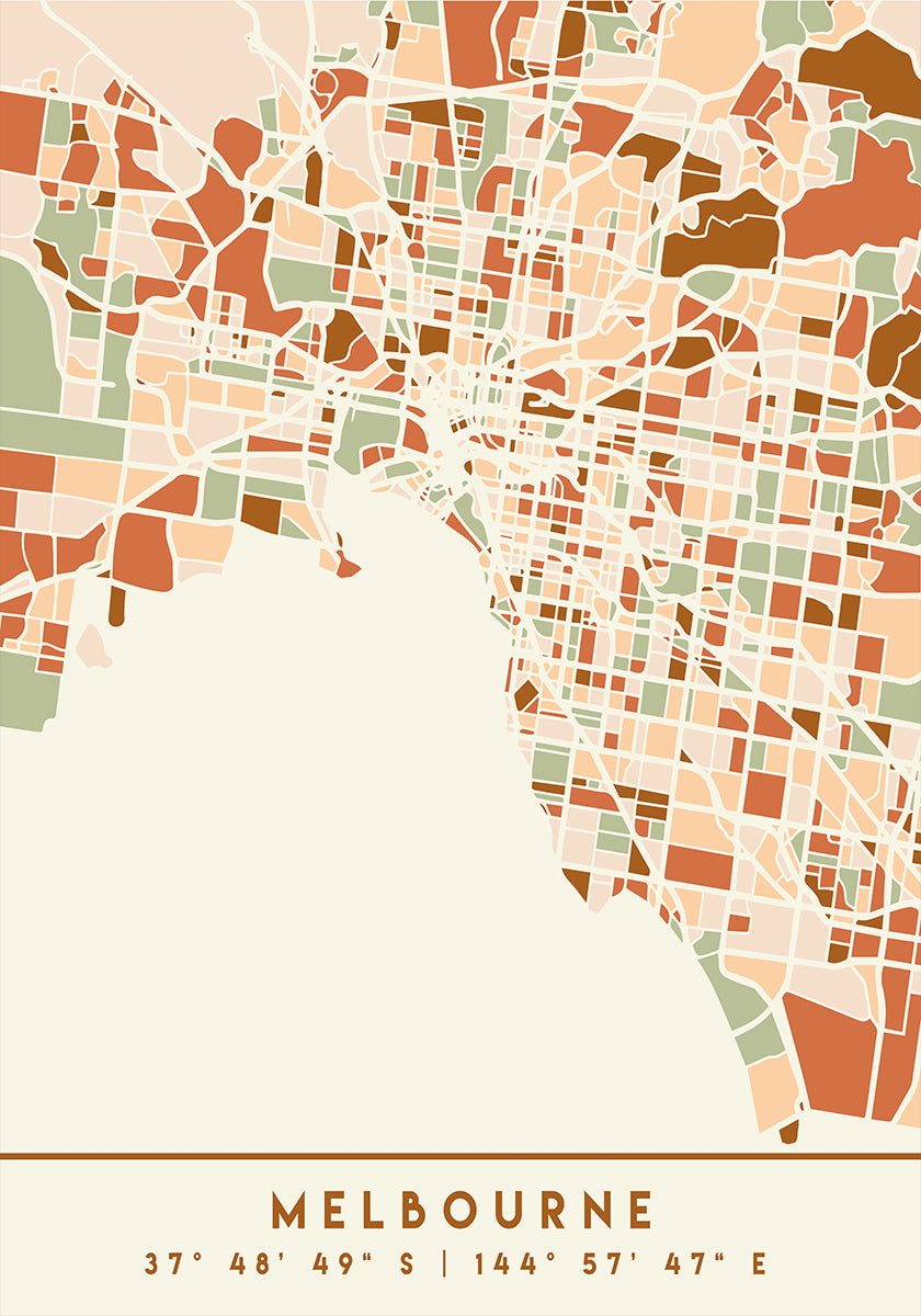Black Maps Earth Tones 50 -juliste