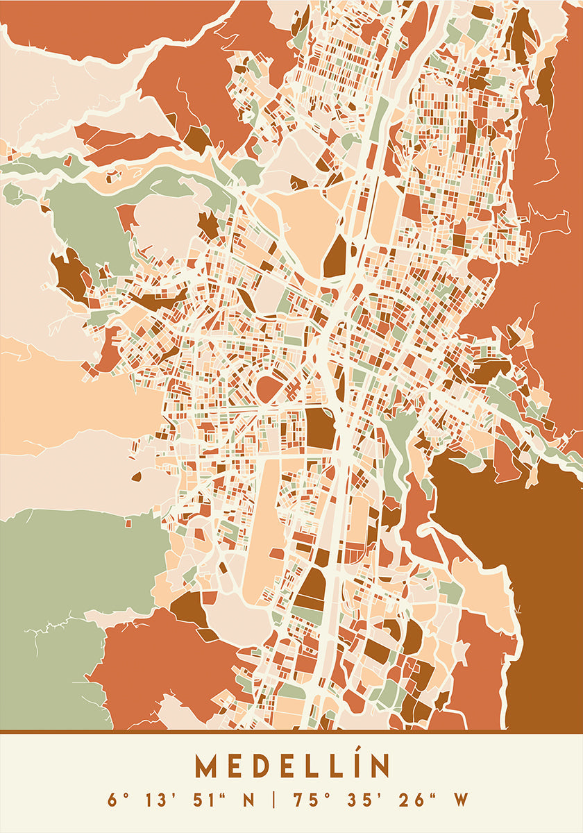 Black Maps Earth Tones 49 -juliste