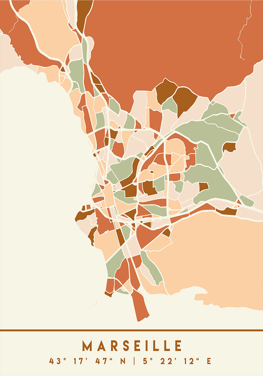 Black Maps Earth Tones 48 -juliste