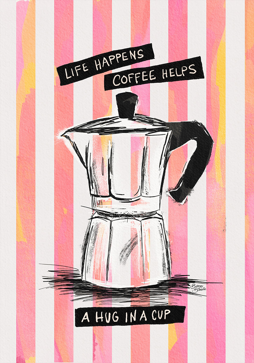 Mocca Coffee on Stripes – halaus kupissa juliste