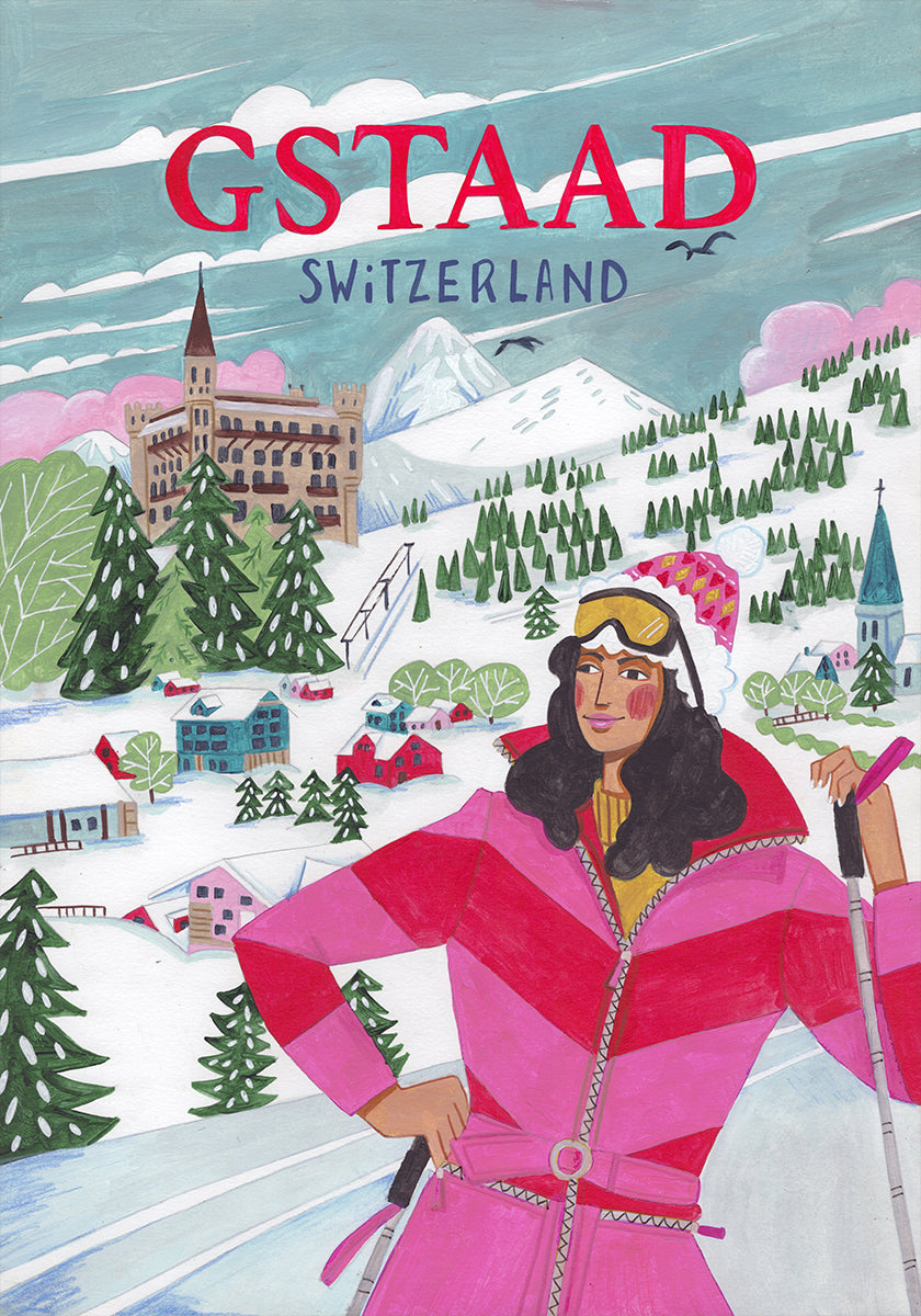 Travel Woman in Gstaad, Sveitsi Juliste